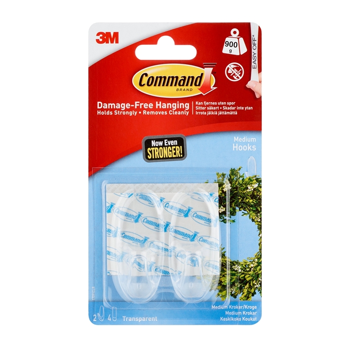 3M Command transparenta medium krokar med transparent st