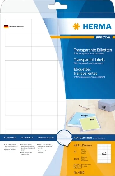 HERMA etikettfilm 48,3x25,4 transp matta (1100)