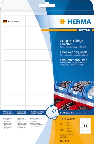 HERMA etikettfilm extra stark 48,3x25,4 matt (1100)