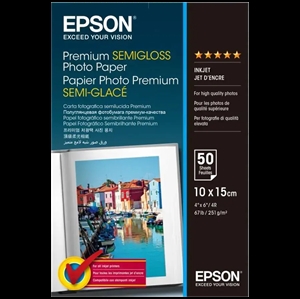 Epson Premium Halvglans Fotopapper - 10x15cm - 50 ark