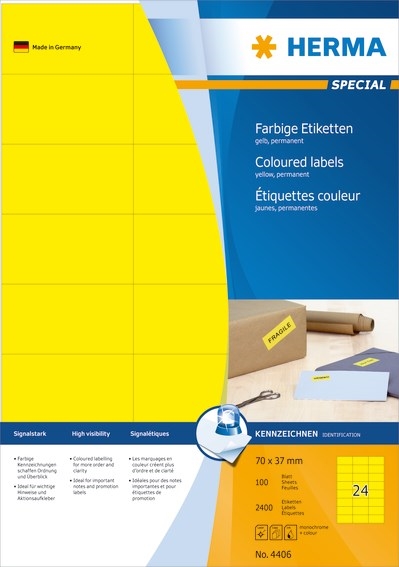 HERMA etikett Special 70x37 gul (2400)