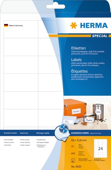 HERMA -etikett Special Inkjet 66x33,8 (600)