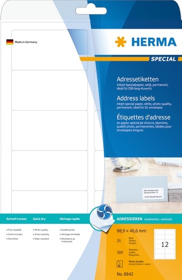 HERMA -etikett Special Inkjet 88,9x46,5 (300)