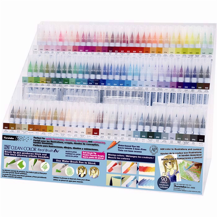 ZIG Clean Color Brush Pen Display med 356 st