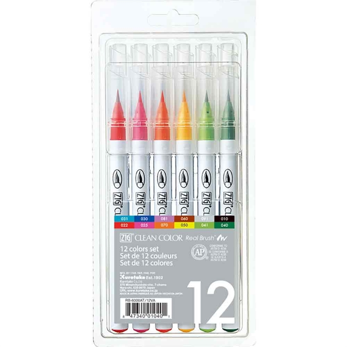 ZIG Clean Color Brush Pen Set med 12